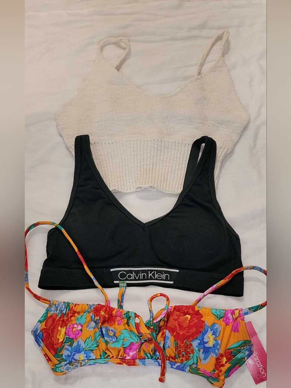 Lot of 3 - 1 Bikini Top, 1 Cropped Knit Halter, 1 Sports Bra - XS